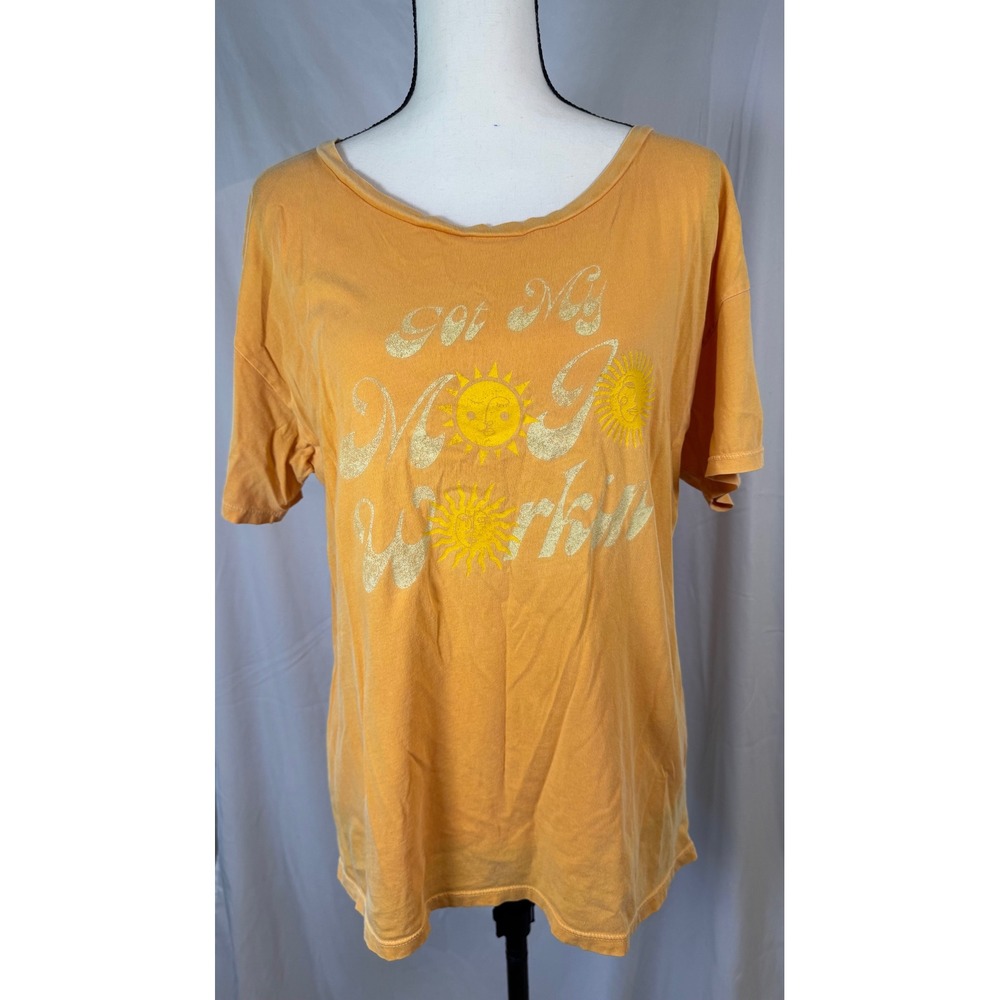 Midnight Rider Anthropologie T-Shirt Womens Medium Orange Excellent Mojo Workin